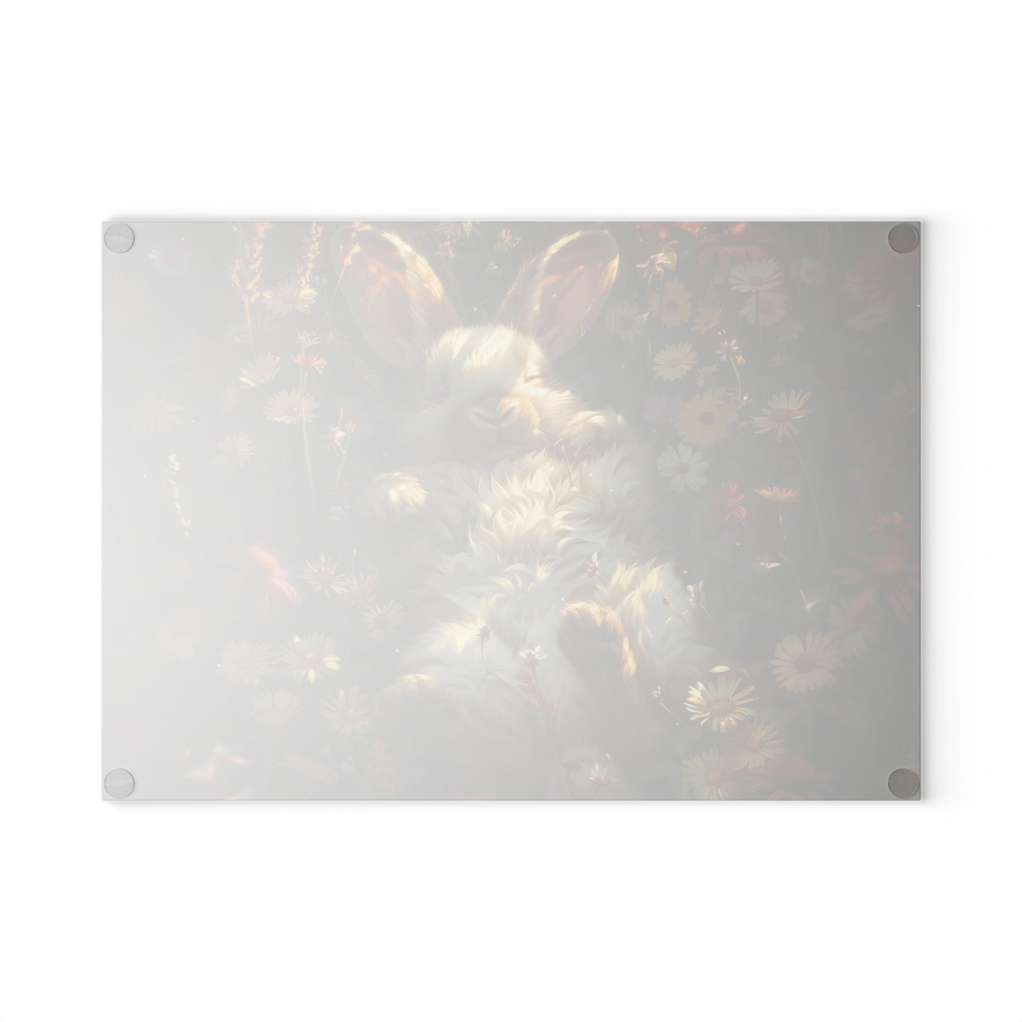 Bunny in the Meadow Glass Cutting Board