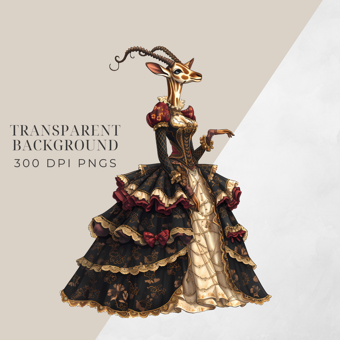 Beastly Elegance: A Courtly Animal Collection (Instant Download, Commercial Use License)