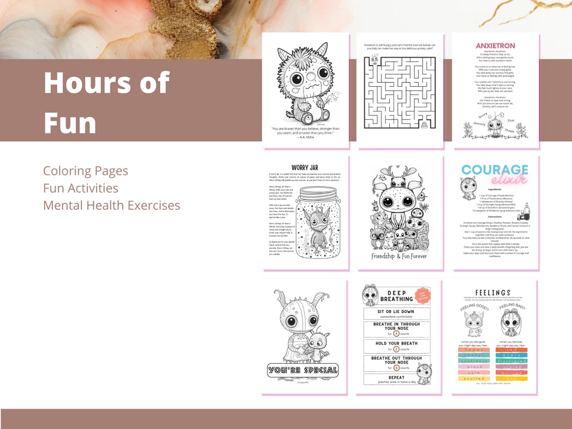 Mental Health and Wellness Activities for Kids - Art Therapy - Printable, Instant Download