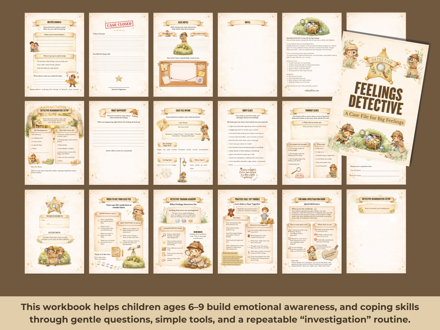 Feelings Detective Workbook Printable for Kids | Coping Skills + Clue Cards