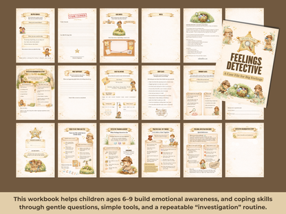 Feelings Detective Workbook Printable for Kids | Coping Skills + Clue Cards