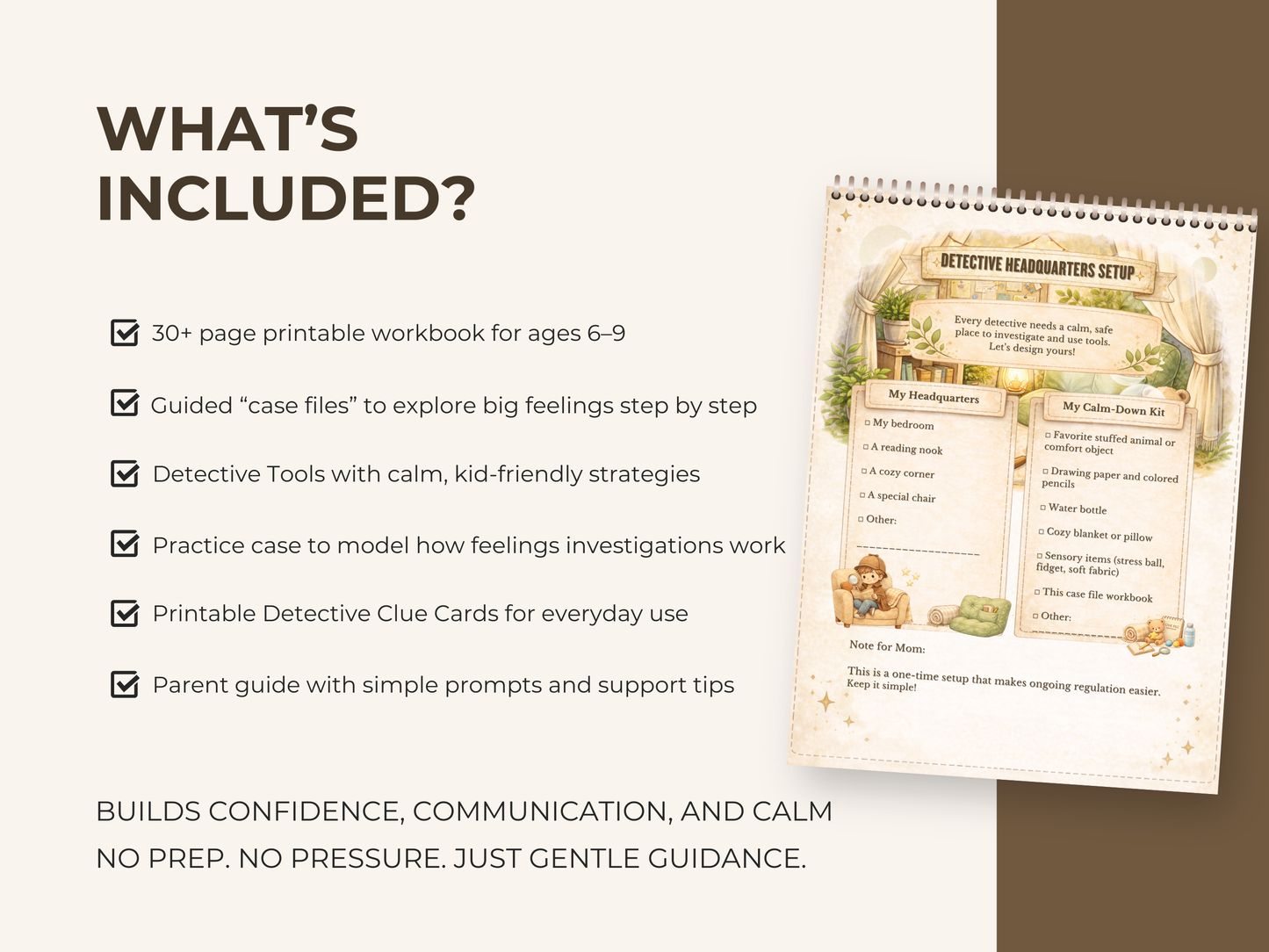 Feelings Detective Workbook Printable for Kids | Coping Skills + Clue Cards