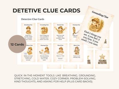 Feelings Detective Workbook Printable for Kids | Coping Skills + Clue Cards